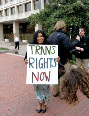 Ruby Corado at Transgender Day of Action protest