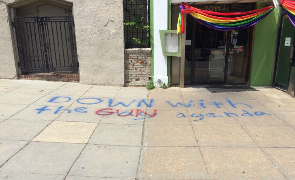 Anti-gay graffiti on Dupont sidewalk: 