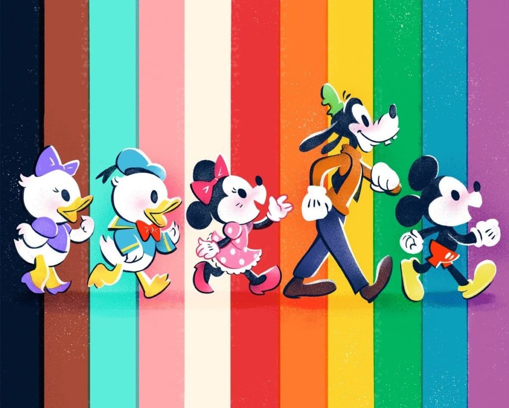 Disney's iconic characters, featured in its Pride Month tweet Image